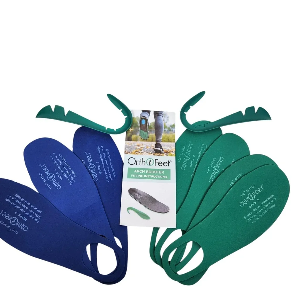 ORTHOFEET Arch Booster Insoles Mens 9 Green Blue Shoe Spacer Inserts Comfort